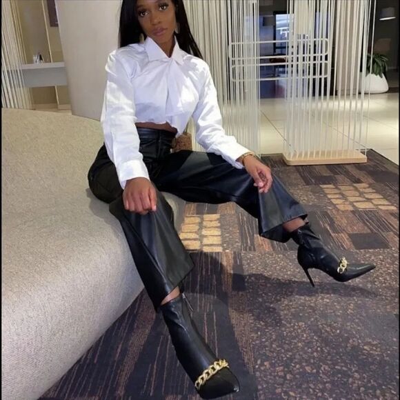 ZARA CHAIN HIGH HEEL ANKLE BOOTS - Picture 6 of 15